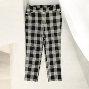 Terra & Sky Women's Blk/White Plaid Pull-On Waist Stretchy Pants | Size 0X (14W)